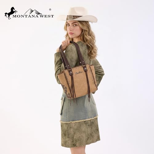 Bolso tote western para mujer de cuero PU con borlas miniatura 2