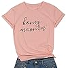 Honeymoon-Shirt-Honeymoonin-Shirts-Funny-Women-Bride-Vacation-Tees-Casual-Short-Sleeve-Tops Honeymoonin Funny Honeymoon T Shirt Women Bride Vacation Tee Short Sleeve Tops Size M (Pink)