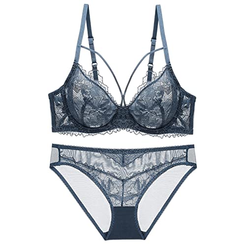 Ensemble lingerie dentelle fine avec soutien-gorge push-up et slip vert bonnet A à E