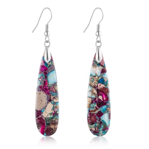 SELOVO Boho Stone Earrings for Women Trendy Teardrop Dangle Earrings Fishhook Drop Earrings