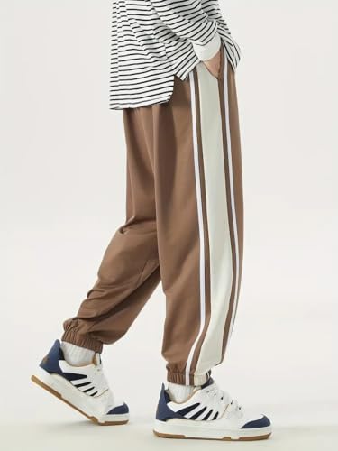 Image of Q - RIOUS Men's Black Colorblock Jogger Sweatpant | Contrast Side Stripe Sportswear | Casual & Gym Wear