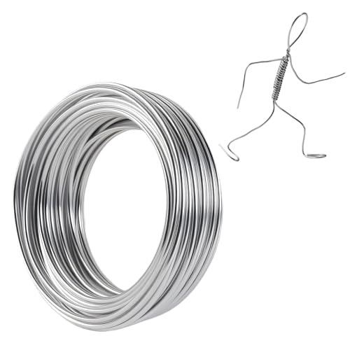 3mm Schmuck Craft Aluminiumdraht Basteldrah 15M Dicker Draht Biegsamer Aluminiumdraht zum Basteln Schmuckherstellung Bindedraht Modellierdraht DIY-Skulpturen (Silber)
