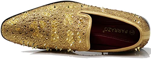 Image of Enzo Romeo Men Fashion Rhinestones Studs Tuxedo Slip On Loafer Dress Shoes WBG