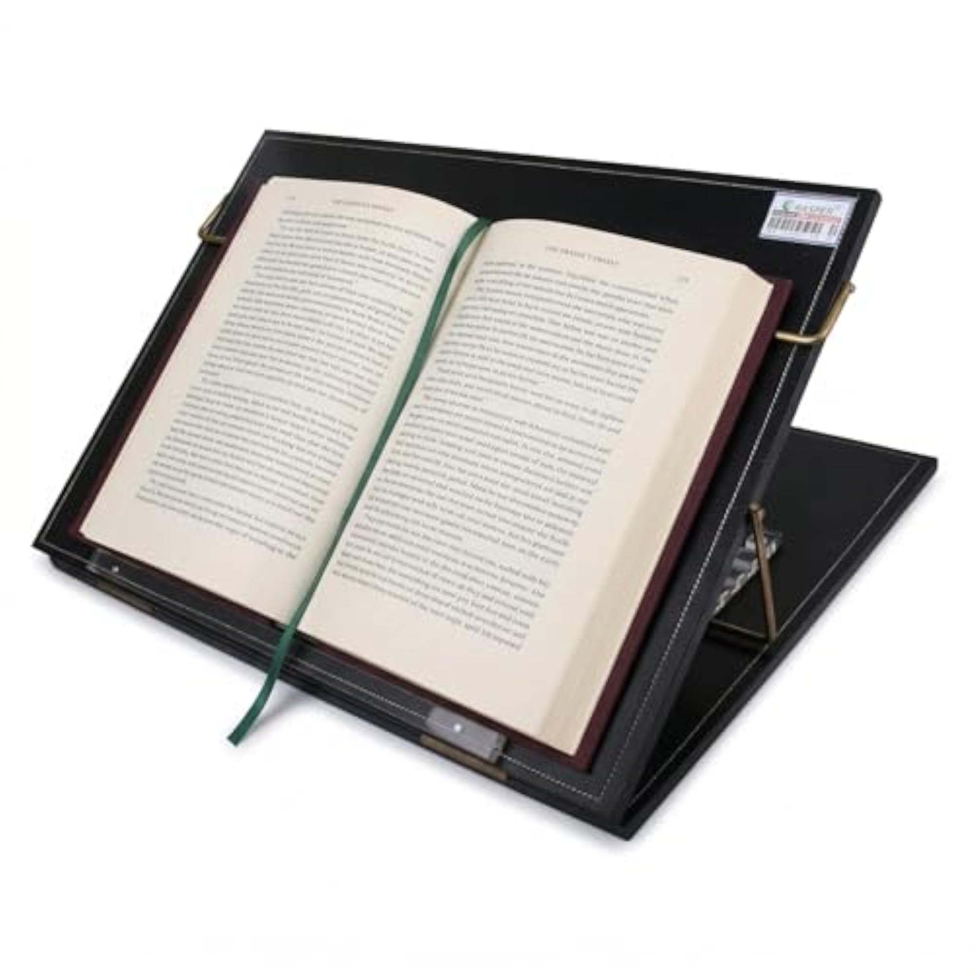 Black Leather Writing Desk with Adjustable Height