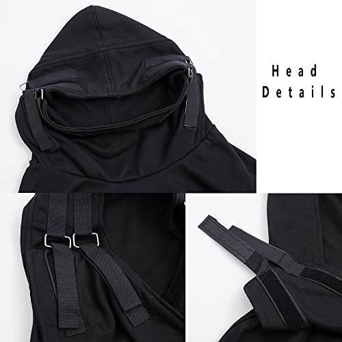 Xyxiongmao Streetwear Techwear Hoodie Cyberpunk Tactical Mens Black Urban Hip Hop Japanese Sweatshirt(Black,Xl) #TOP7