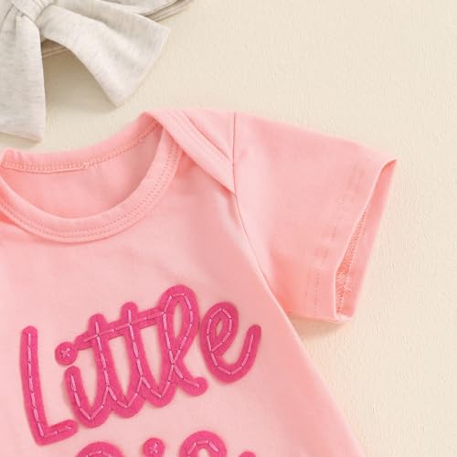 Newborn Baby Girl Clothes Little Sister Romper Lil Sis Short Sleeve Tshirt Pants Headband Summer Infant Clothes3