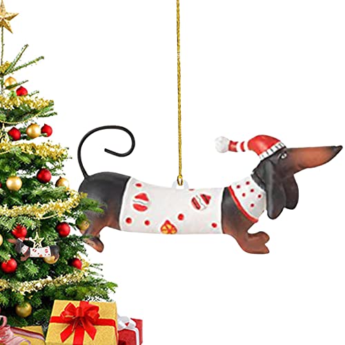 Halatua Weihnachtsbaum-Anhänger – Dackel-Weihnachts-Anhänger, Handwerk, Acryl, lustiger Hund, Auto-Anhänger, hängende Bastelbedarf, DIY-Weihnachtsymbole, Heimdekoration