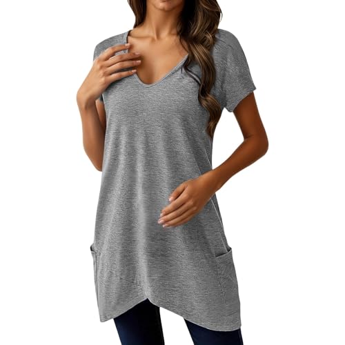 T-shirt décontracté col rond : haut basique uni en maille respirante d'été