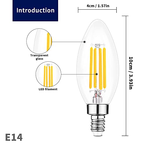 Elinkume 3.8w E14 LED candela lampadina, E14 forma...