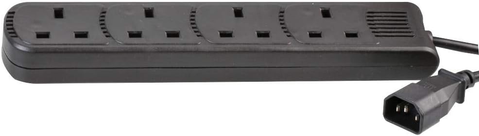 PEL01204 IEC C14 Plug to 4-Gang mains Extension Lead, Black, 1 m