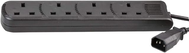 PRO ELEC PEL01206 IEC C14 Plug to 4-Gang mains Extension Lead 2m, Black