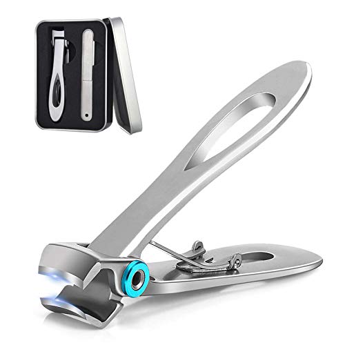 Nail Clipper for Thick Nails Semeida Ultra Wide Jaw Opening Nail Clippers Toenail Cutter with Nail File, Men & Women Pedicure nail clippers(Silver)