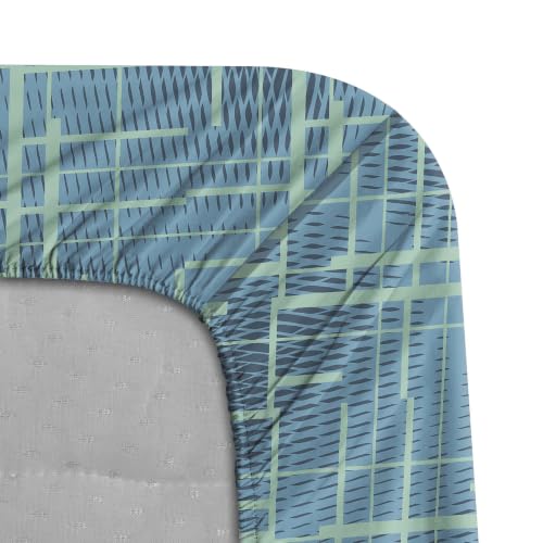 Image of Stoa Paris 100% Cotton King Size Fitted Bedsheet with 2 Pillow Covers, 180TC Printed Bedding Set, All-Season Comfort, Soft & Lightweight, Home Decor, Urbanscape - Mosaic Canopy (182cmx198cm+30cm)