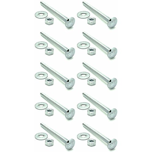 Ten (10) 1/4-20 x 3" Long Carriage Bolts Set w/Nuts & Washers (BCP285)