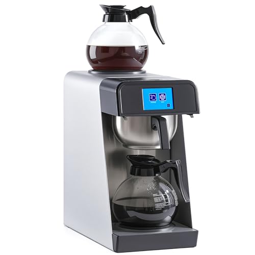 Comparison: Best Automatic Pour Over Coffee Maker Commercial 11 NUPANT 12-Cup Commercial Drip Coffee Maker 1.8L Auto Filling Pour Over Coffee Machine with 2 Glass Carafes, 2 Warmers, LCD Panel, Automatic Stainless Steel Coffee Brewer for Cofe Bar and Restaurant