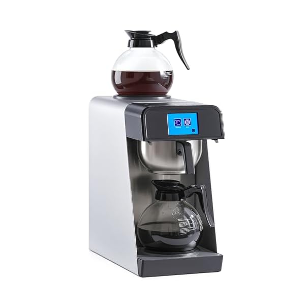 12-Cup Commercial Drip Coffee Maker 1.8L Auto Filling Pour Over Coffee Machine with 2 Glass Carafes, 2 Warmers, LCD Panel, Automatic Stainless Steel Coffee Brewer for Cofe Bar and Restaurant