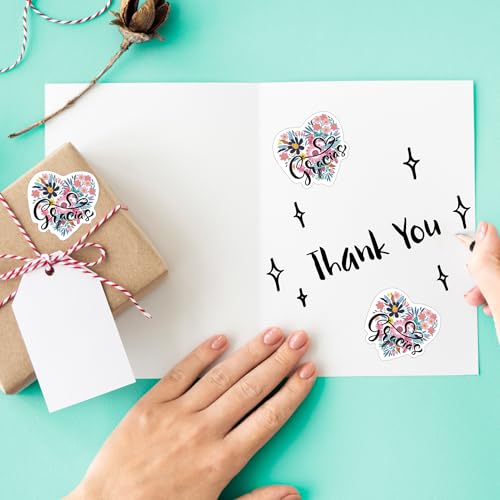 Image of Spanish Gracias Stickers |Premium Waterproof Vinyl Thank You Labels for Packaging, Envelopes, Boutiques, and Gift Wrapping