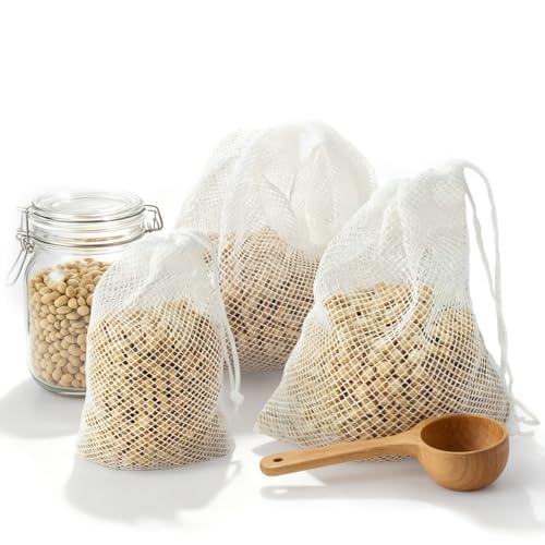 OnlyBP® Set 3 Mallas de Cocción para Cocer Garbanzos de Nylon - Bolsa para Legumbres Cocción de 0.5kg, 1kg y 2kg - Red para Garbanzo Cocido - Malla para Cocer Garbanzos y Verduras