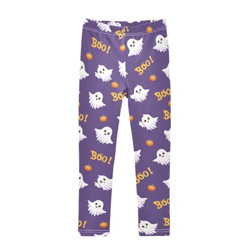 Funny Ghost Pumpkin Boo Girls Leggings Soft Stretch Workout Yoga Dance Pants for Kids Casual Tights