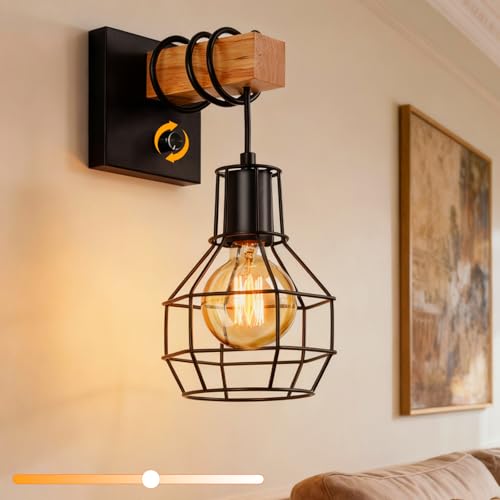 Lightess Farmhouse Wall Light with Switch Hardwired Dimmable Wall Sconce