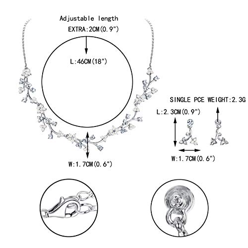 Image of EVER FAITH Wedding Cubic Zirconia Jewelry Set for Women, Marquise White Simulated Pearl Floral Vine Bridal Prom Necklace Earrings for Bride