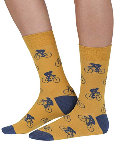 Bike Gift Box 4 pairs of men's cycling man bamboo organic crew socks, Green, Denim, Earth, Yellow, Lg 7.5-11 UK - Image 6