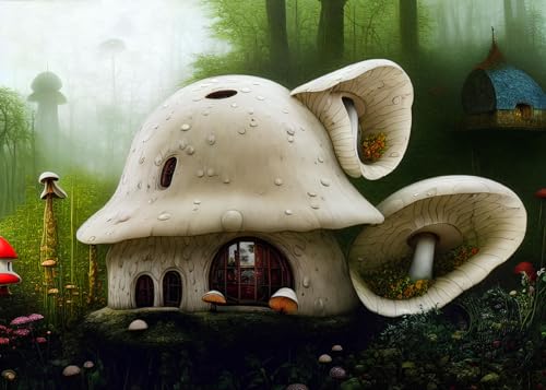 Poster sur toile premium 58x90 cm SERENDIPITP maison de plantes et fenêtres
