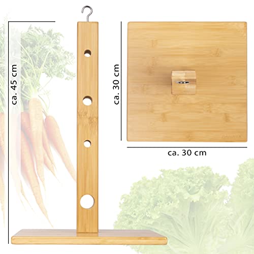 ONVAYA® Kaninchen Futterbaum | 3 in 1 für drinnen & draußen | Bodenspieß zur Befestigung | Futterturm wetterfest | Futterbaum für Kaninchen | Futterraufe Meerschweinchen und Hasen