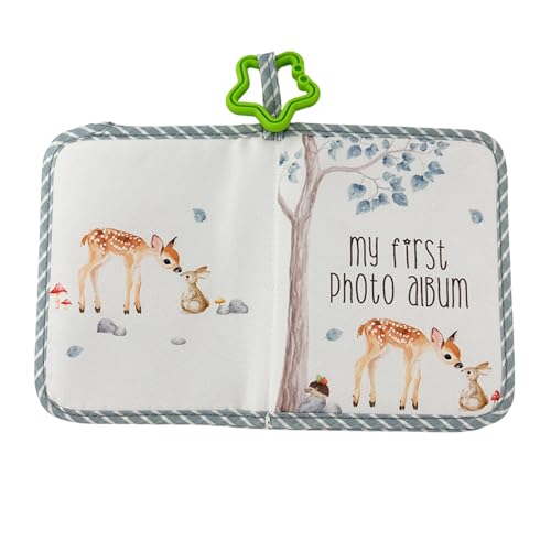 Álbum de fotos para niños de ciervo y conejo - Libro de preservación del recuerdo de crecimiento | Tela Primer Recuerdo Libro Niños Niñas | Álbum de fotos de 17 hojas Nuevos Padres Abuelos | 14x18cm