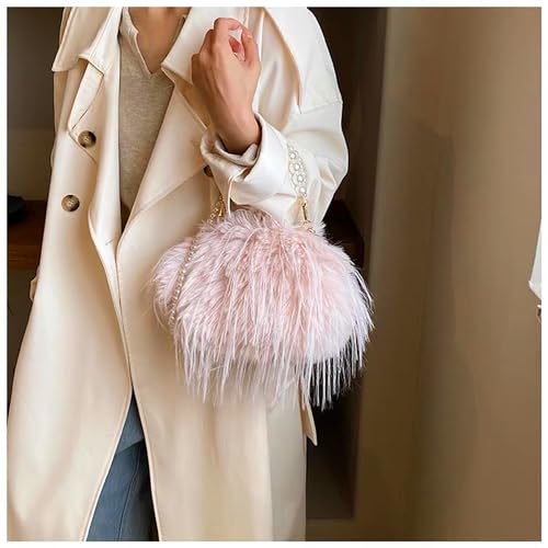 Image of Feather Purse Clutch For Women Ostrich Feather Handbag Shoulder Crossbody Evening Bag | Feather Purse