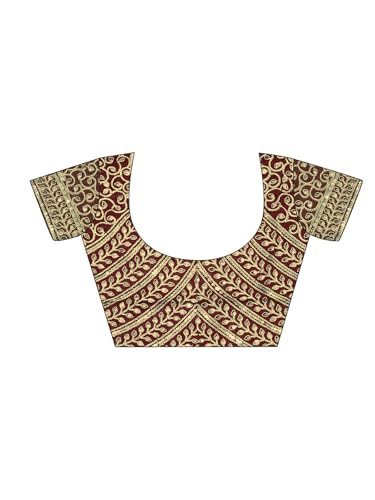 Image of Satrani Women's Tissue Silk Sequin Embroidery Scalloped Border Saree with Unstitched Blouse Piece