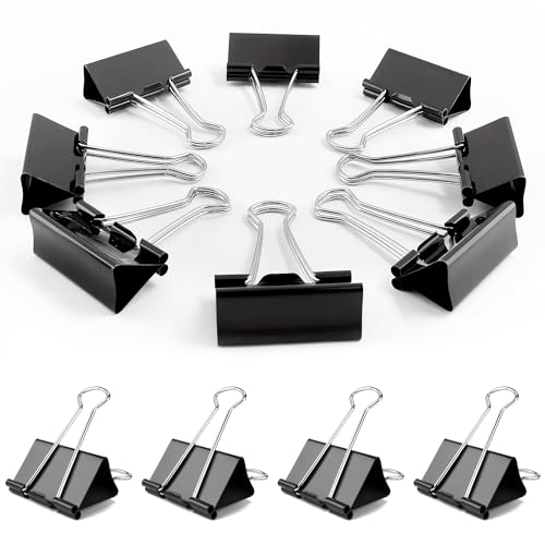 Medium Binder Clips, 72Pack, 1inch, Black Paper Binder...