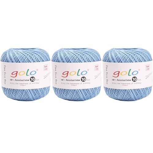 Image of golo 3 Balls Crochet Thread Size 10 Crochet Yarn for Hand Knitting 305