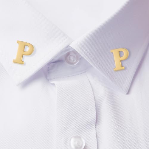 Image of HONEY BEAR Mens Womens Initial Alphabet Letter Lapel Pins Collar Badge Brooches for Business Wedding Graduation Gift Matte Gold 0.59 inches