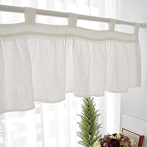 SMITHOOM Cotton Linen Cafe Curtain Valance Cover