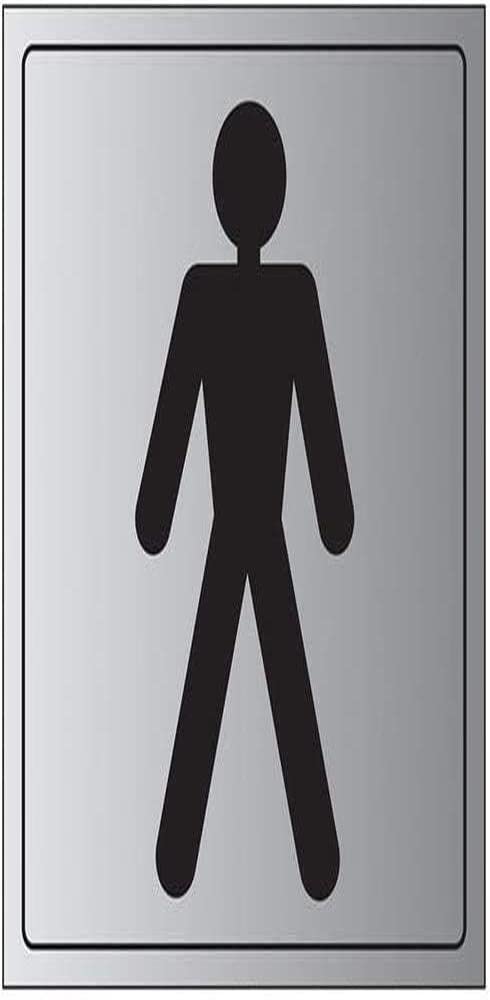 Vsafety White V Safety General Door-Gents Toilet Sign - 200Mm X 200Mm - 3Mm Brushed Alu Comp