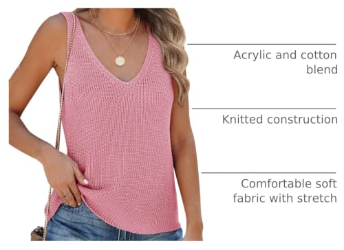 Image of Tutorutor Womens V Neck Sweater Tank Tops Summer Crochet Knit Vest Top
