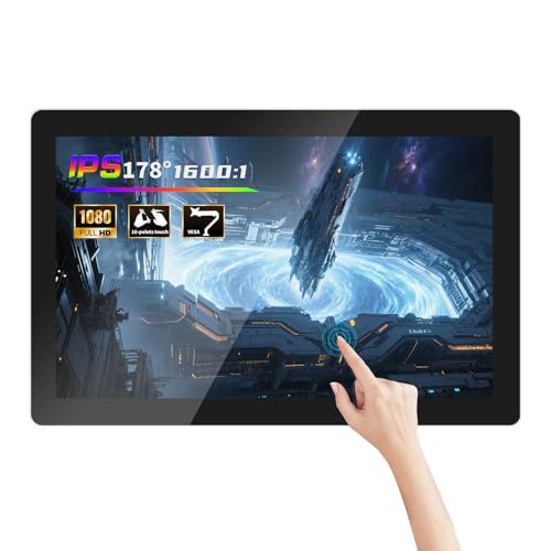 Image of 21.5 Inch Capacitive Multi-Touch Screen Industrial Monitor, 16:9 FHD Display 1920 x 1080P, Built-in Speakers, USB, VGA& HD Ports, Digital Signage Displays and Player for Advertising