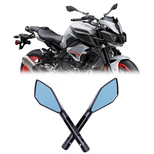 JMTBNO Universal Aluminium Motorcycle Handlebar End Mirror, 8mm 10mm Motorcycle Side Rearview Mirrors for Street bike Sport bike Dirt bike Cruiser Chopper Scooter(Black)