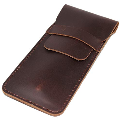 Genuine Leather Pen Case Holder Fountain Multi Pens Pouch Pen Protective Sleeve Cover - Large Coffee #TOP1