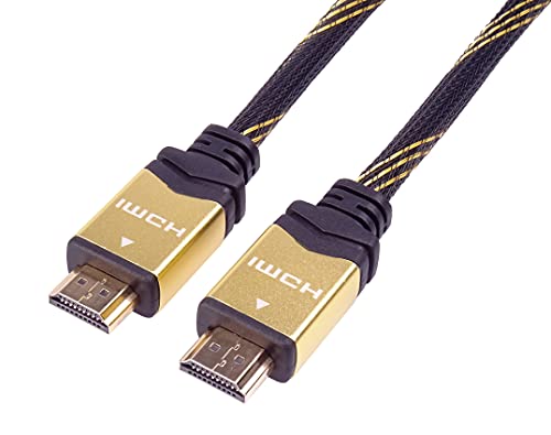 PremiumCord Gold 4K High Speed HDMI Ethernet-kabel 1 m, kompatibel med Video 4K 2160p, FULL HD 1080p, Deep Color, 3D, ARC, HDR, 10,2 Gbps, guldpläterade anslutningar, svart-guld