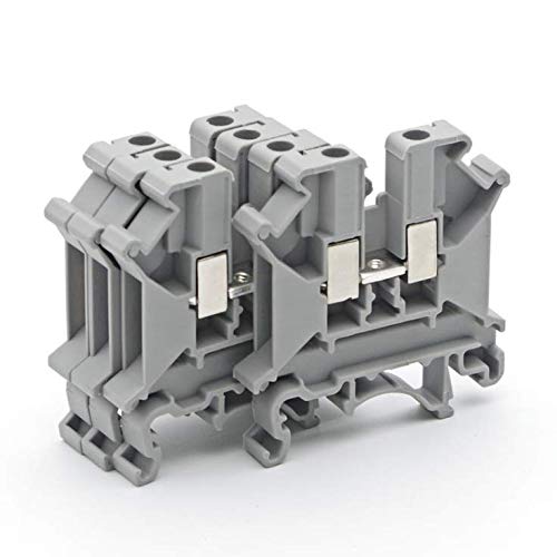 100 Pcs UK2.5B DIN Rail Terminal Block Screw Clamp Connector 690V 32A - Grey