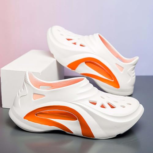Unisex Summer Breathable Hollow-Out Sandals Lightweight Walking Shoes with Arch Support Non-Slip Sole, Casual Outdoor Beach Pool Shoe(Orange,10/11)3