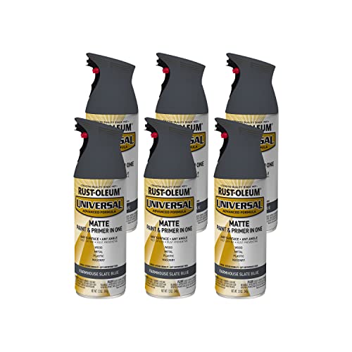 Image of Rust-Oleum 376723-6PK Universal All Surface Spray Paint, 12 oz, Matte Farmhouse Slate Blue, 6 Pack