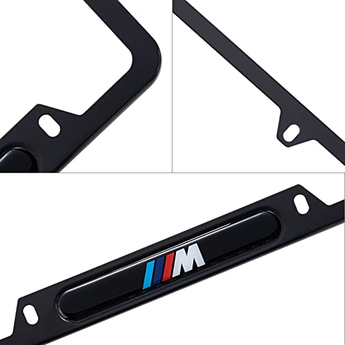 2Pcs Black License Plate Frames For Bmw-M, Car License Plate Bracket Holder, Premium Aluminum Alloy Weather Proof License Plate Covers With Screw Caps Cover Set Car Accessories #TOP2