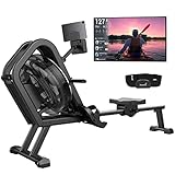 Skandika Wasserrudergerät Motalla | Wasser Rudergerät für Zuhause, mit Wasserwiderstand, Kinomap App kompatibel, Bluetooth, Computer, Tablet Halterung, platzsparend aufstellbar | Rudermaschine