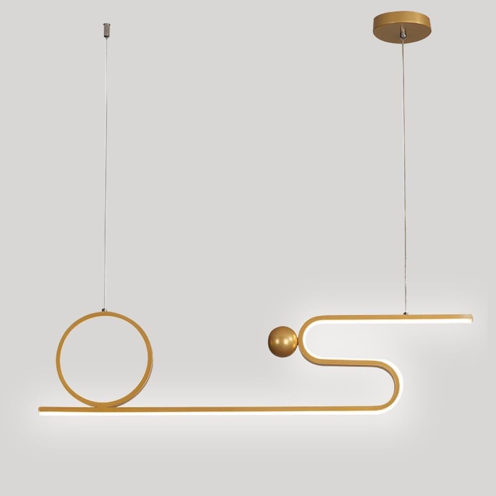 SBZIOJHDR Ceiling Lights, Adjustable Height Chandelier Dining Room Bar Modern Metal Pendant Light(Gold,6000k White Light)
