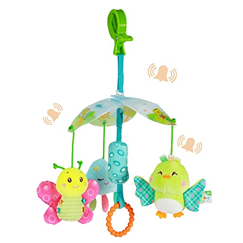 Funsland Baby Toys for Toddlers Clip On Car Seat Toy and Baby Stroller Toy with Hanging Rattle for Infants Sensory Toys for Baby Girls and Boys for Ages 3 Months & up