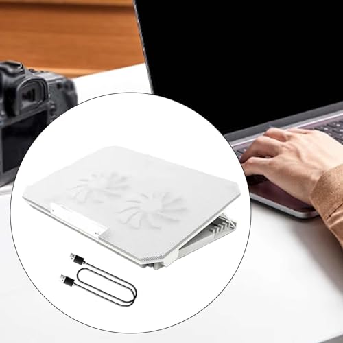 Enfriadora portátil blanca con doble ventilador USB y diseño ergonómico regulable 5
