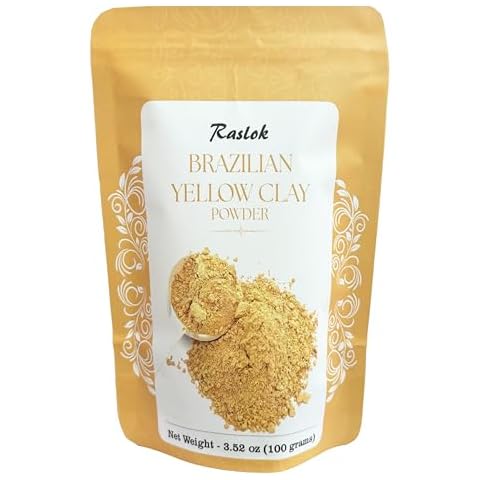 Raslok Brazilian Yellow Clay | For Face Masks, DIY Soap and Scrub (3.52, Ounces) Cover